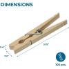 imageHoneyCanDo Wooden Clothespins  HeavyDuty Laundry Clips ampamp Clothes Wood Clips for Crafts Natural Wood with Strong Grip Clothes Pins Ideal for Drying ampamp Home Organization 100 per PackMedium