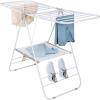 imageHoneyCanDo HeavyDuty Foldable Laundry Drying Rack  Portable Shoes ampamp Clothes Rack for Indoor ampamp Outdoor Use SpaceSaving Design Easy to Fold Gullwing Design Sturdy Metal 50lb Capacity White