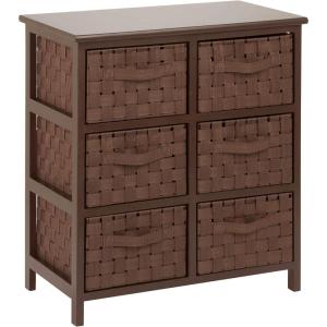 imageHoneyCanDo Home Storage Woven strap 6 drawer chest blk Espresso 30 lbs USBrown