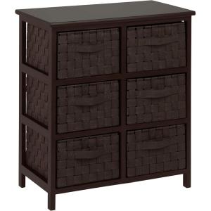 imageHoneyCanDo Home Storage Woven strap 6 drawer chest blk Espresso 30 lbs USEspresso