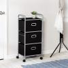 imageHoneyCanDo 3 Drawer Rolling Cart  Gray CRT06248 Grey 115 in L x 16125 in W x 355 in H 292 cm L x 41 cm W x 902 cm HBlack