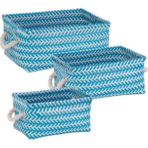 imageHoneyCanDo STO06684 Zig Zag Set of Nesting Baskets with Handles Set of 3Pack YellowBlue