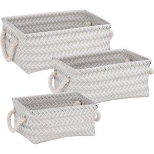 imageHoneyCanDo STO06684 Zig Zag Set of Nesting Baskets with Handles Set of 3Pack YellowGray
