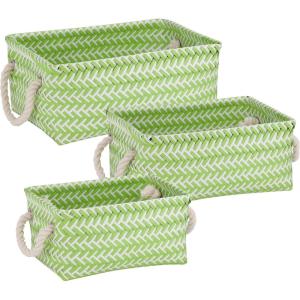 imageHoneyCanDo STO06684 Zig Zag Set of Nesting Baskets with Handles Set of 3Pack YellowGreen