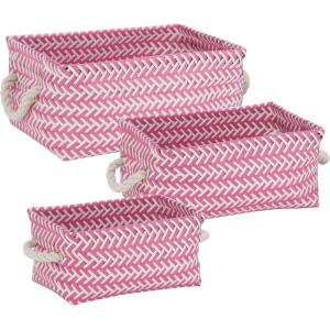 imageHoneyCanDo STO06684 Zig Zag Set of Nesting Baskets with Handles Set of 3Pack YellowHot Pink