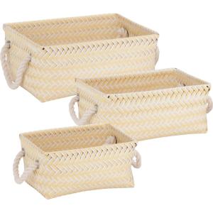 imageHoneyCanDo STO06684 Zig Zag Set of Nesting Baskets with Handles Set of 3Pack YellowYellow