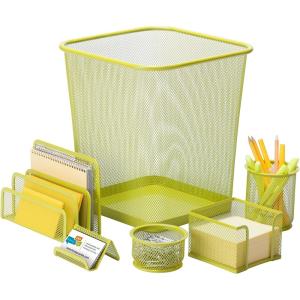 imageHoneyCanDo Mesh Desk Set Silver OFC06206 Silver 108quot x 124quot 6 PcsLime