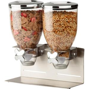 imageZevro Indispensable Designer Dry Food Dispenser Dual Control Stainless Steel SilverDesigner Edition Double Dispenser