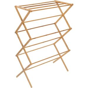 imageHoneyCanDo Collapsible Bamboo Drying Rack  Sturdy ampamp Foldable Laundry Drying Rack SpaceSaving ampamp Portable Clothes Rack for AirDrying Clothes Towels Blankets ampamp Delicates Indoor ampamp Outdoor Use