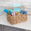 imageHoneyCanDo MultiUse 3Compartment Wicker Basket Caddy with Handle Natural STO09844 Natural Medium
