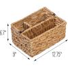 imageHoneyCanDo MultiUse 3Compartment Wicker Basket Caddy with Handle Natural STO09844 Natural Medium
