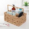 imageHoneyCanDo MultiUse 3Compartment Wicker Basket Caddy with Handle Natural STO09844 Natural Medium