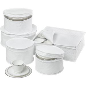 imageHoneyCanDo Dinnerware Storage Containers Set Perfect for Dish Storage China Storage and Cup Storage Quilted Containers To Keep Your Heirlooms and Fine China Protected and Organized 5Piece Set5 Piece