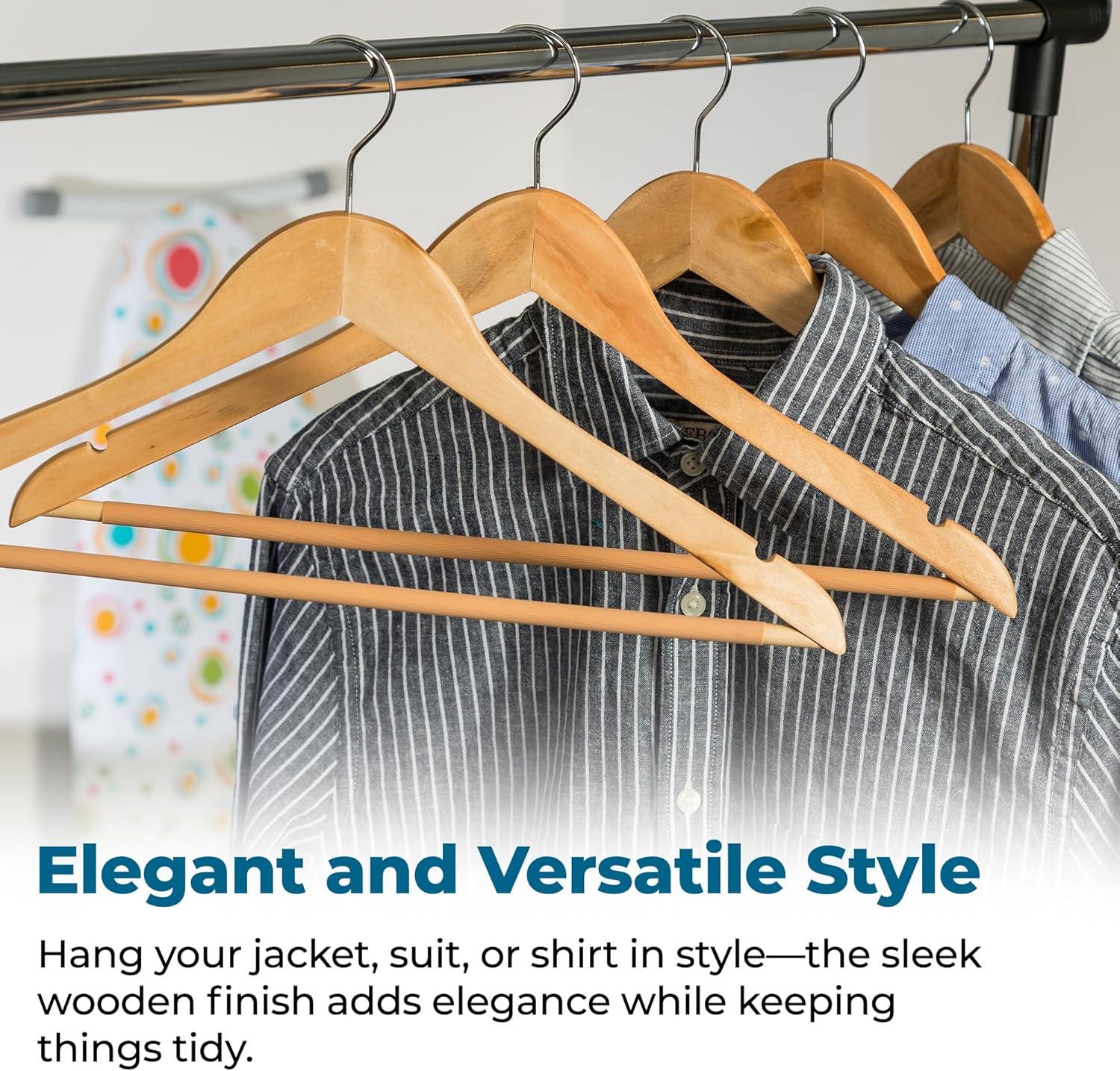 imageHoneyCanDo Sturdy Maple Wood Hangers  NonSlip Grooved Bar Perfect for Shirts and Suits Durable ampamp Stylish 24PackMaple