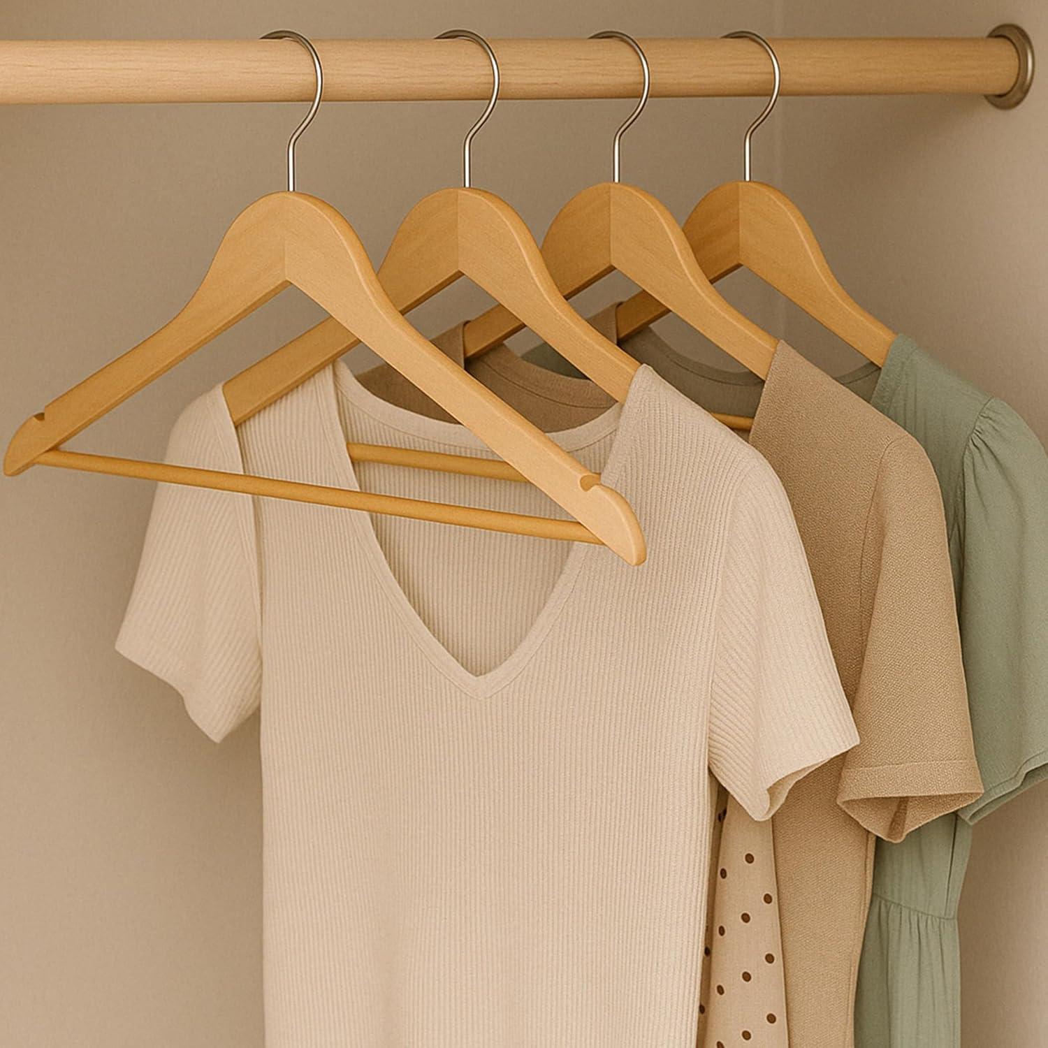 imageHoneyCanDo Sturdy Maple Wood Hangers  NonSlip Grooved Bar Perfect for Shirts and Suits Durable ampamp Stylish 24PackMaple