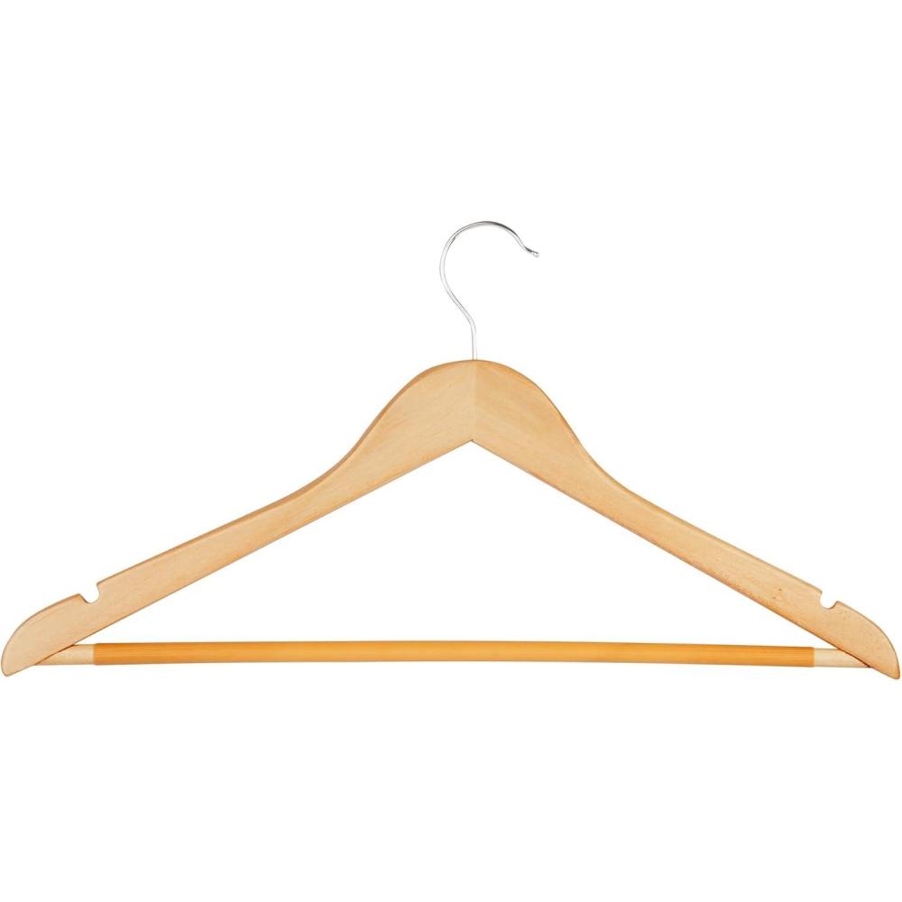 imageHoneyCanDo Sturdy Maple Wood Hangers  NonSlip Grooved Bar Perfect for Shirts and Suits Durable ampamp Stylish 24PackMaple