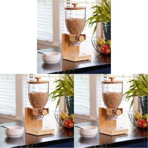 imageHoneyCanDo Compact Dry Food Dispenser Single Control ampamp Snack Storage Container for Countertop or Pantry Bamboo175 oz Pack of 3