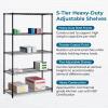 image:imageHoneyCanDo 5Tier HeavyDuty Adjustable Shelves Metal Storage Rack with 200lb Shelf Capacity White 14 W x 36 L x 72 HBlack