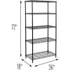 image:imageHoneyCanDo 5Tier HeavyDuty Adjustable Shelves Metal Storage Rack with 200lb Shelf Capacity White 14 W x 36 L x 72 HBlack