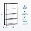 image:imageHoneyCanDo 5Tier HeavyDuty Adjustable Shelves Metal Storage Rack with 200lb Shelf Capacity White 14 W x 36 L x 72 HBlack