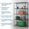 image:imageHoneyCanDo 5Tier HeavyDuty Adjustable Shelves Metal Storage Rack with 200lb Shelf Capacity White 14 W x 36 L x 72 HBlack
