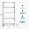 image:imageHoneyCanDo 5Tier HeavyDuty Adjustable Shelves Metal Storage Rack with 200lb Shelf Capacity White 14 W x 36 L x 72 HChrome