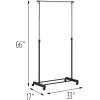 image:imageHoneyCanDo Adjustable Height Rolling Metal Clothes Rack GAR01122 Chrome 30 lbs